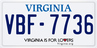 VA license plate VBF7736