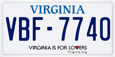 VA license plate VBF7740
