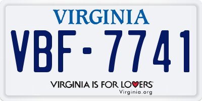 VA license plate VBF7741