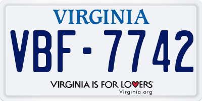 VA license plate VBF7742