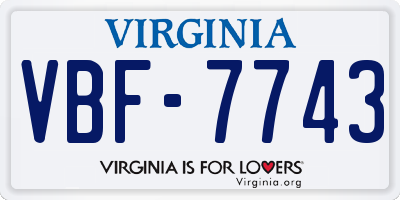 VA license plate VBF7743