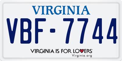 VA license plate VBF7744