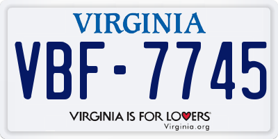 VA license plate VBF7745