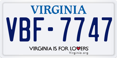 VA license plate VBF7747