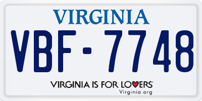 VA license plate VBF7748