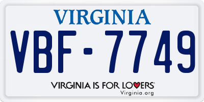 VA license plate VBF7749