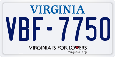 VA license plate VBF7750