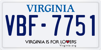 VA license plate VBF7751