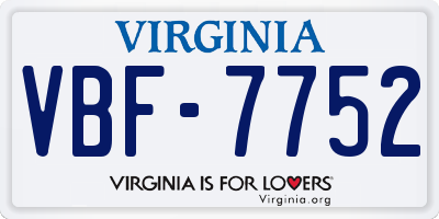 VA license plate VBF7752