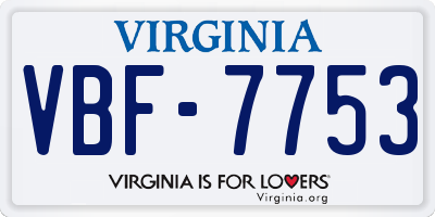 VA license plate VBF7753