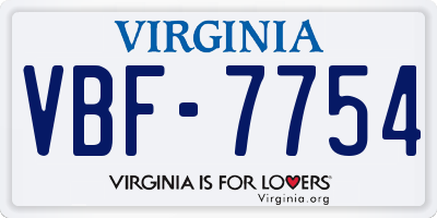 VA license plate VBF7754