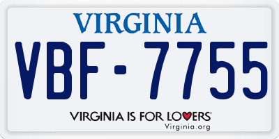 VA license plate VBF7755