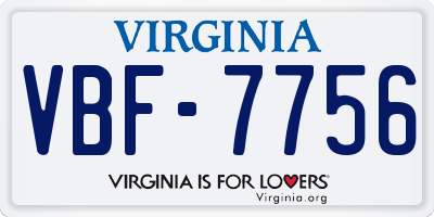 VA license plate VBF7756