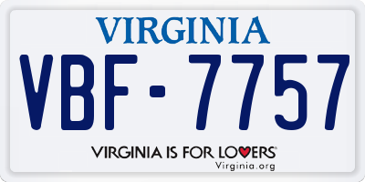 VA license plate VBF7757