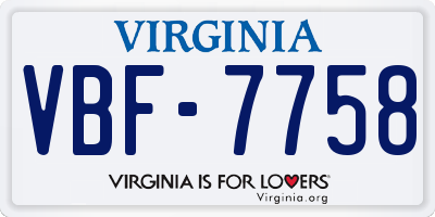 VA license plate VBF7758