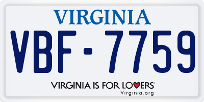 VA license plate VBF7759