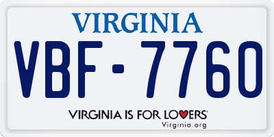 VA license plate VBF7760