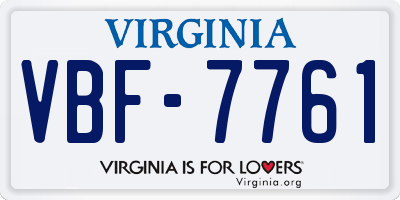 VA license plate VBF7761