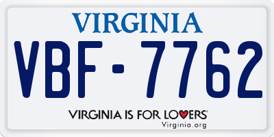 VA license plate VBF7762