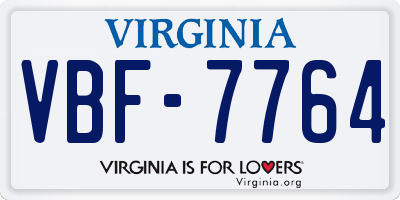 VA license plate VBF7764
