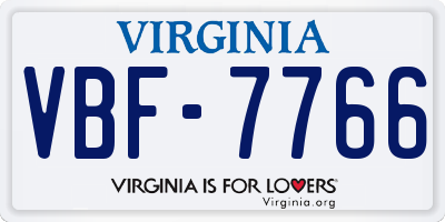VA license plate VBF7766