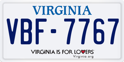 VA license plate VBF7767