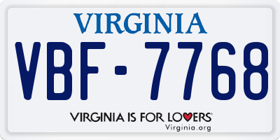 VA license plate VBF7768