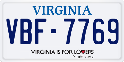 VA license plate VBF7769