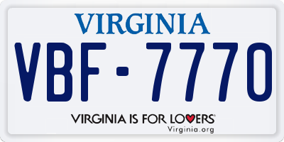 VA license plate VBF7770