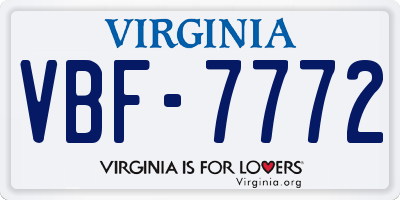 VA license plate VBF7772
