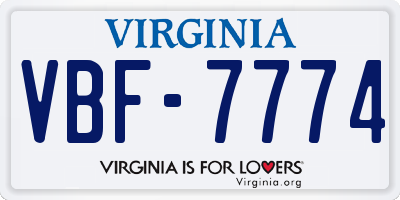 VA license plate VBF7774