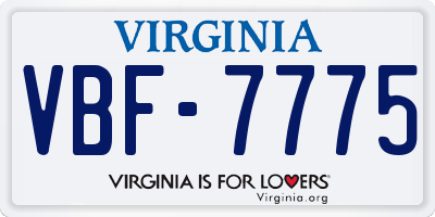 VA license plate VBF7775