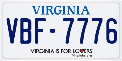 VA license plate VBF7776