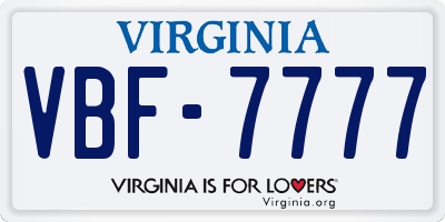 VA license plate VBF7777