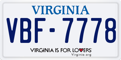 VA license plate VBF7778