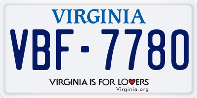 VA license plate VBF7780