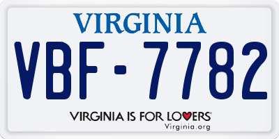 VA license plate VBF7782