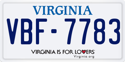 VA license plate VBF7783