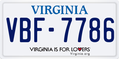 VA license plate VBF7786