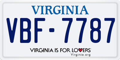 VA license plate VBF7787