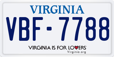 VA license plate VBF7788
