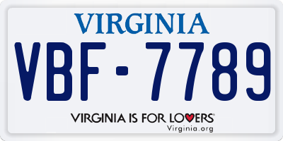 VA license plate VBF7789