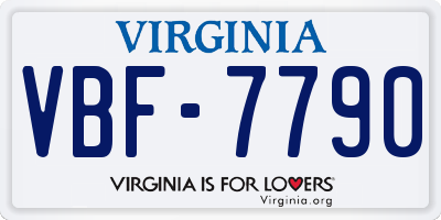 VA license plate VBF7790