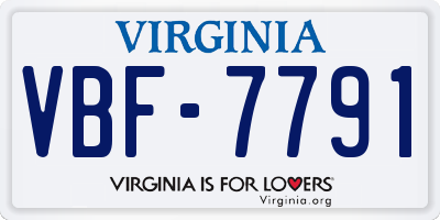 VA license plate VBF7791