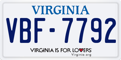 VA license plate VBF7792