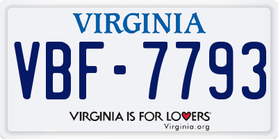 VA license plate VBF7793