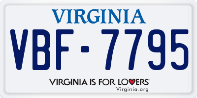 VA license plate VBF7795