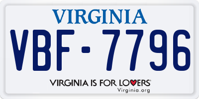 VA license plate VBF7796