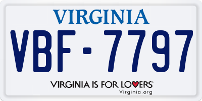 VA license plate VBF7797