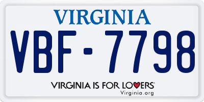 VA license plate VBF7798